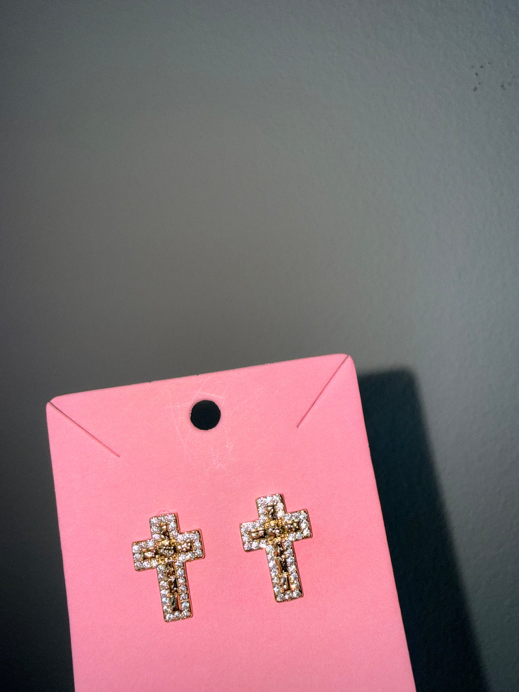 ICED CROSS EARRINGS